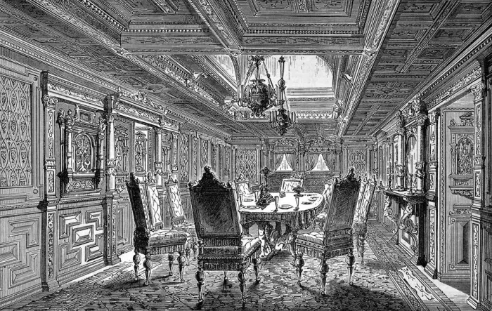 Framed Print : Dining Saloon on the Royal Yacht Hohenzollern, 1879 Framed Print : Dining Saloon on the Royal Yacht Hohenzollern, 1879