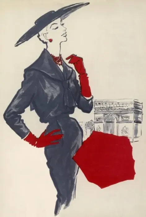 Framed Print : Dior suit, 1954 Framed Print : Dior suit, 1954