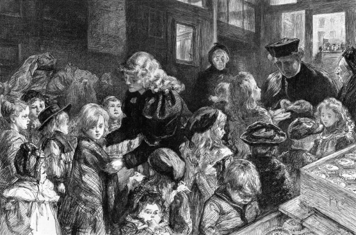 Framed Print : Dispensing the winter charities of the parish