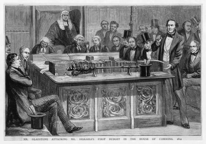 Framed Print : Disraeli  /  First Budget