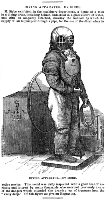 Framed Print : Diving apparatus by Siebe at the Great Exhibition