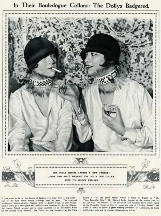 Framed Print : Dolly Sisters wearing the Bulldog collar 1924 Framed Print : Dolly Sisters wearing the Bulldog collar 1924