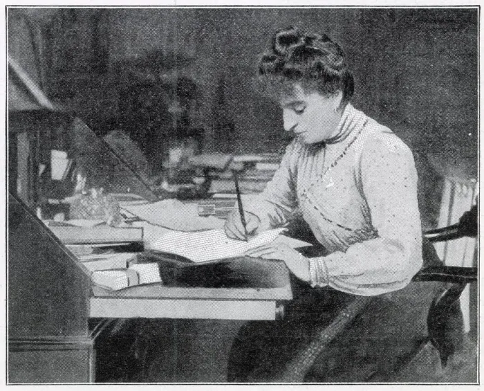 Framed Print : Dora Estella Knatchbull, nee Bright (1862 - 1951), Sheffield-born composer and pianist, at home orchestrating the overtures to Scrooge a stage version of Dickens's A Christmas Carol Framed Print : Dora Estella Knatchbull, nee Bright (1862 - 1951), Sheffield-born composer and pianist, at home orchestrating the overtures to Scrooge a stage version of Dickens's A Christmas Carol