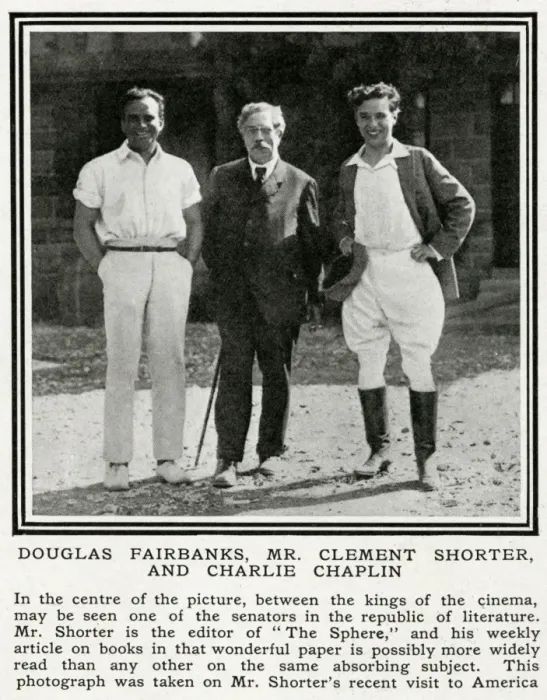 Framed Print : Douglas Fairbanks, Clement Shorter and Charlie Chaplin Framed Print : Douglas Fairbanks, Clement Shorter and Charlie Chaplin
