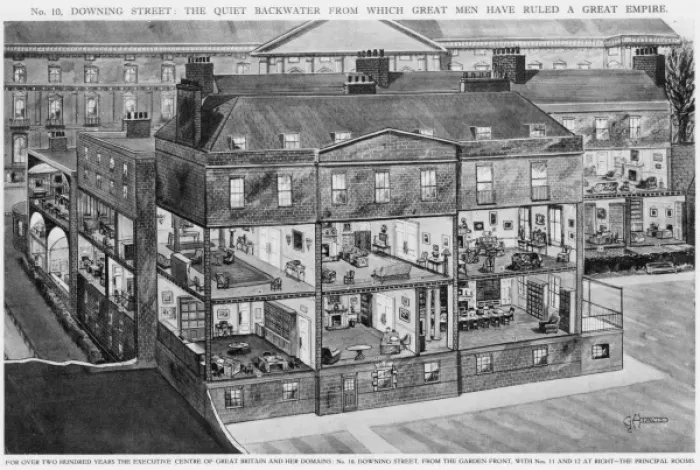 Framed Print : Downing Street sectional drawing Framed Print : Downing Street sectional drawing