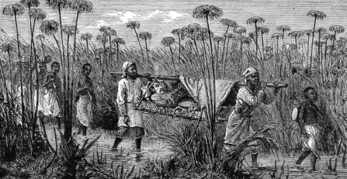 Framed Print : Dr. Livingstone being carried during his last exploration, M