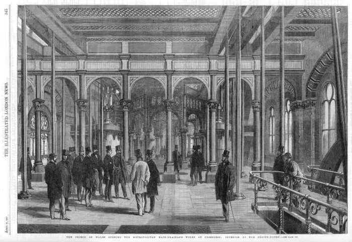 Framed Print : DRAINAGE. London Metropolitan Main Drainage : the southern outfall works at Crossness 