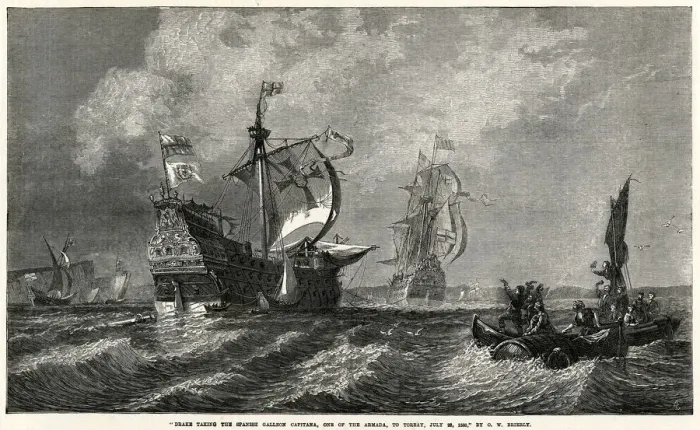 Framed Print : Drake taking the Spanish Galleon Capitana 1588 Framed Print : Drake taking the Spanish Galleon Capitana 1588