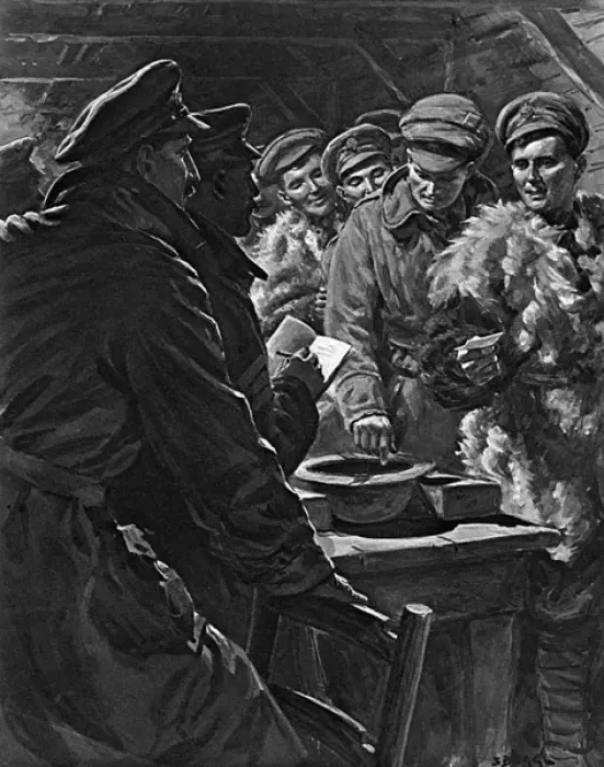 Framed Print : Drawing Lots for Christmas Leave, WW1