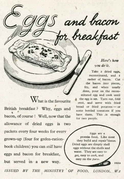 Framed Print : Dried eggs and bacon for breakfast 1945
