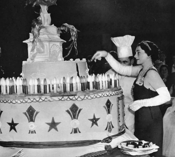 Framed Print : Duchess of Gloucester cuts cake, Queen Charlottes Ball Framed Print : Duchess of Gloucester cuts cake, Queen Charlottes Ball