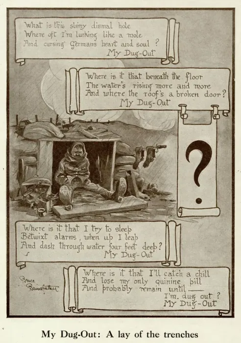 Framed Print : My Dug-Out A lay of the trenches by Bruce Bairnsfather