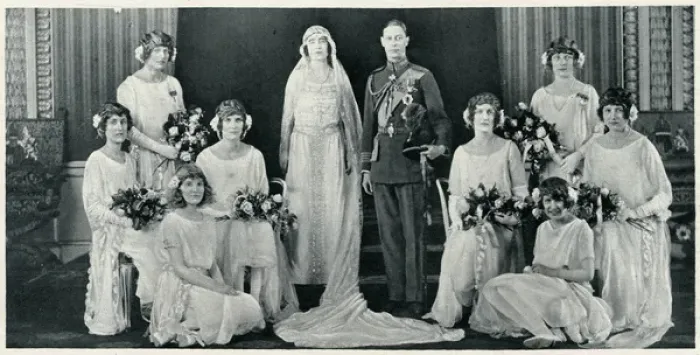 Framed Print : The Duke and Duchess of York with their bridesmaids