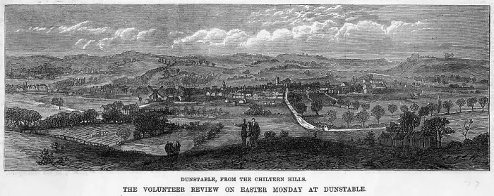 Framed Print : DUNSTABLE. Dunstable, Bedfordshire, viewed from the Chiltern Hills Framed Print : DUNSTABLE. Dunstable, Bedfordshire, viewed from the Chiltern Hills