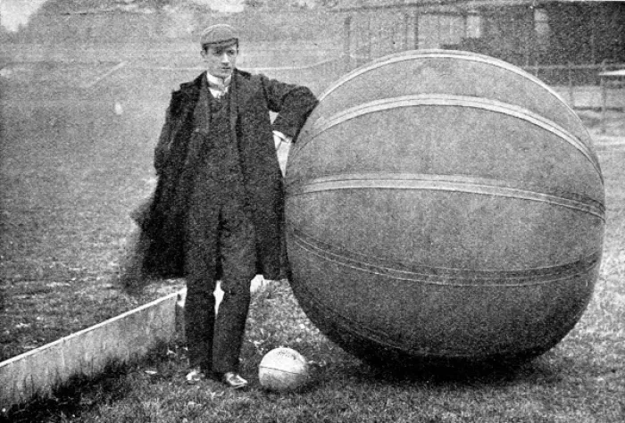 Framed Print : E. V. Hanegan and a Pushball ball, Crystal Palace, 1902