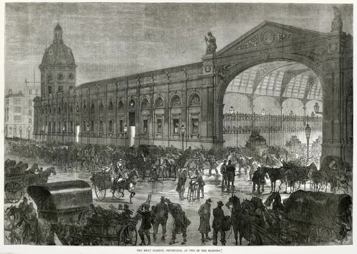Framed Print : Early Morning at the Smithfield Meat Market, London 1870 Framed Print : Early Morning at the Smithfield Meat Market, London 1870