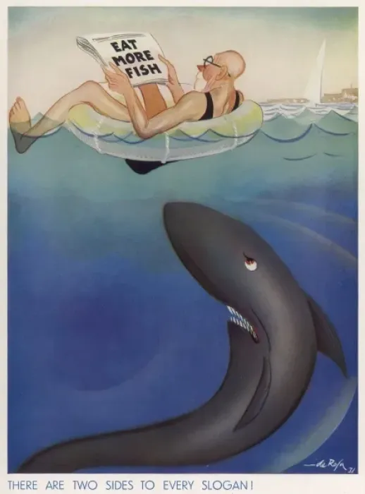 Framed Print : Eat More Fish by de Rosa Framed Print : Eat More Fish by de Rosa