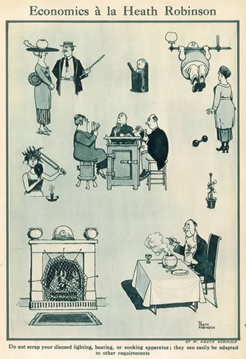 Framed Print : Economics a la Heath Robinson Framed Print : Economics a la Heath Robinson