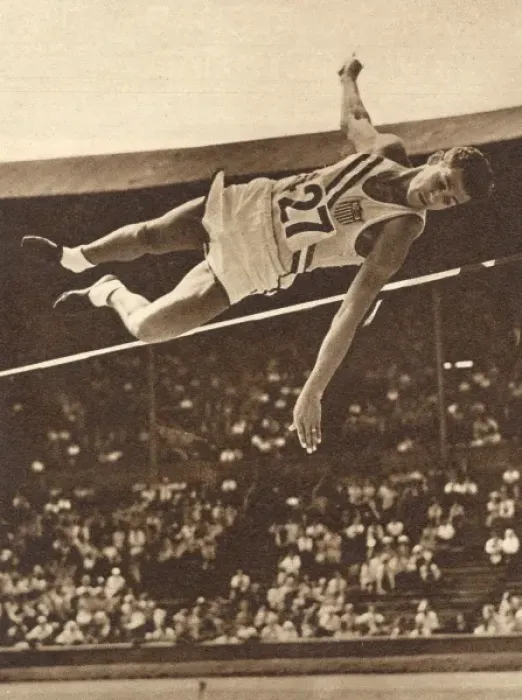 Framed Print : Edelman does the high jump, 1948 London Olympics Framed Print : Edelman does the high jump, 1948 London Olympics