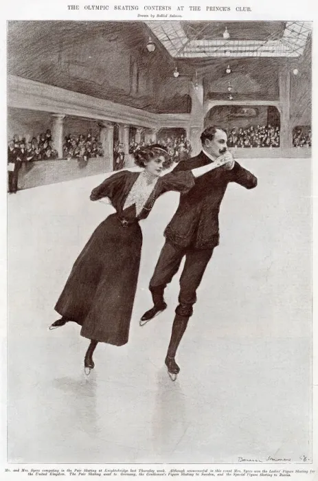Framed Print : Edgar & Madge Syers in Olympics Games, ice skating 1908 Framed Print : Edgar & Madge Syers in Olympics Games, ice skating 1908