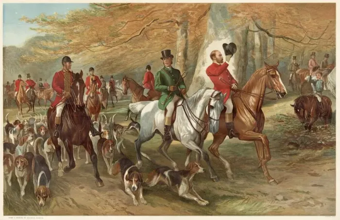 Framed Print : Edward, Prince of Wales, and Lord Cork, with the Royal Stag Hounds Date: 1885 Framed Print : Edward, Prince of Wales, and Lord Cork, with the Royal Stag Hounds Date: 1885