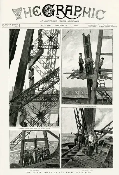 Framed Print : Eiffel Tower being built 1888