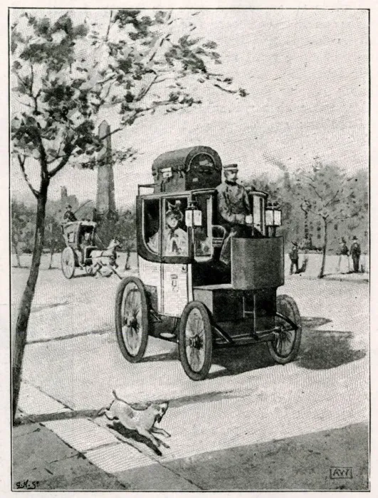 Framed Print : Electric cab in a Paris street Framed Print : Electric cab in a Paris street
