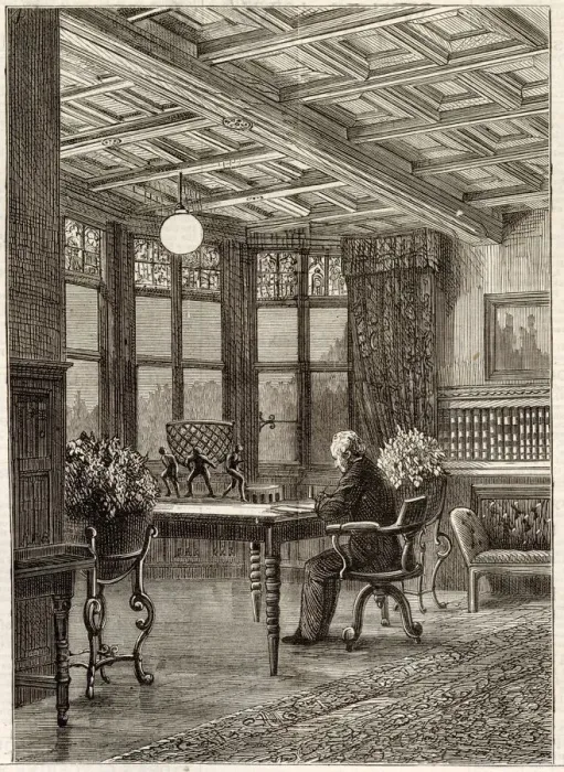 Framed Print : Electric Lighting in Library of William Armstrong Framed Print : Electric Lighting in Library of William Armstrong