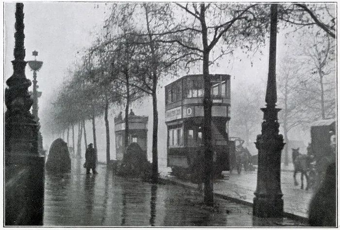 Framed Print : Electric Trams Opened at Embankment, London 1906 Framed Print : Electric Trams Opened at Embankment, London 1906