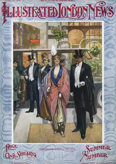 Framed Print : Elegant couple arriving for supper at the Savoy, 1913 Framed Print : Elegant couple arriving for supper at the Savoy, 1913