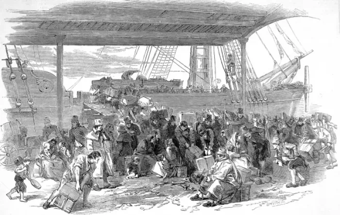 Framed Print : Embarkation of an Emigrant Ship, Liverpool, 1850 Framed Print : Embarkation of an Emigrant Ship, Liverpool, 1850