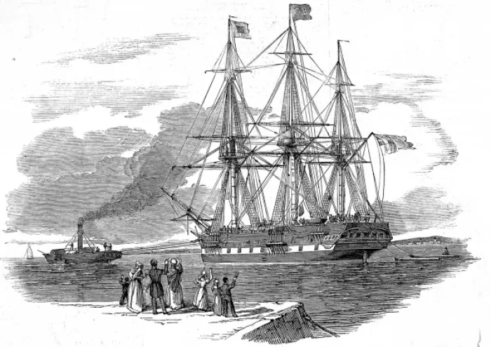 Framed Print : An Emigrant Ship leaving Great Britain, 1844 Framed Print : An Emigrant Ship leaving Great Britain, 1844