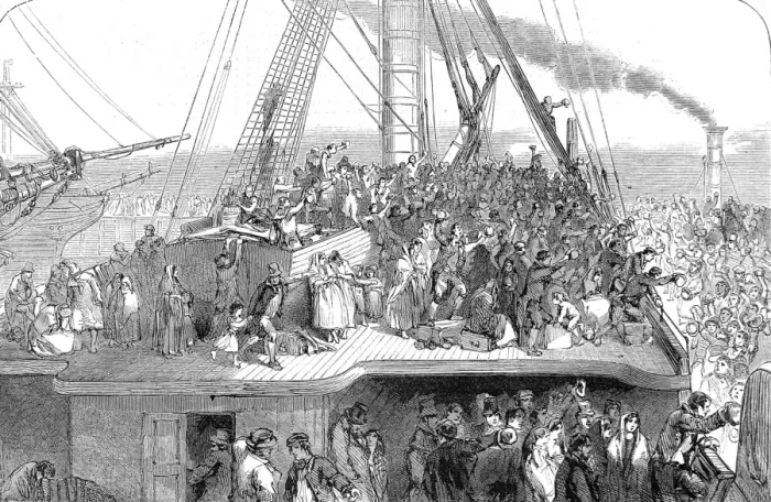 Framed Print : Emigrant Ship leaving Liverpool for America, 1850 Framed Print : Emigrant Ship leaving Liverpool for America, 1850