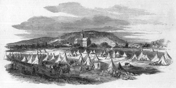 Framed Print : Encampment of sufferers by the Great Fire at Montreal