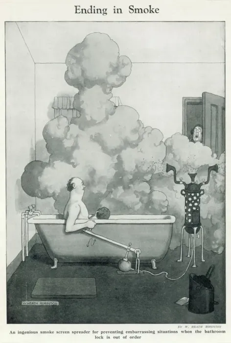 Framed Print : Ending in Smoke by Heath Robinson Framed Print : Ending in Smoke by Heath Robinson