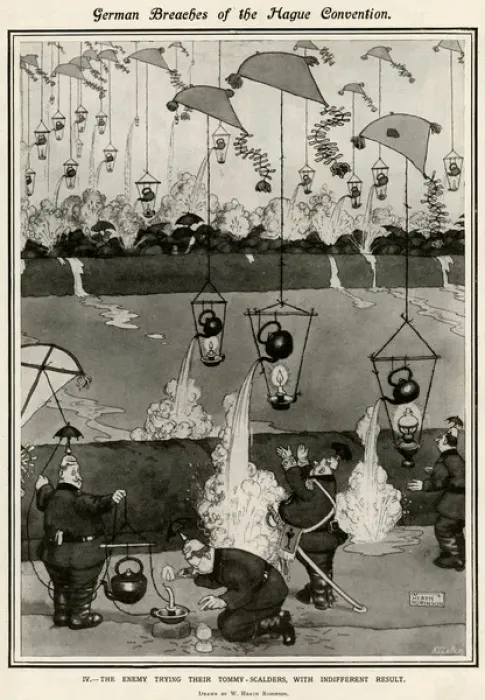 Framed Print : The enemy trying their tommy - scalders by W H Robinson