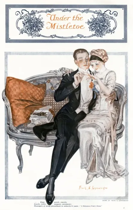 Framed Print : Engagement under the mistletoe