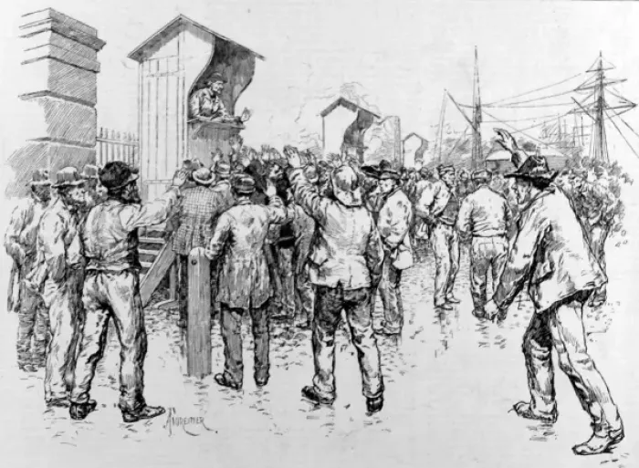 Framed Print : Engaging Dock labourers at West India Dock Framed Print : Engaging Dock labourers at West India Dock