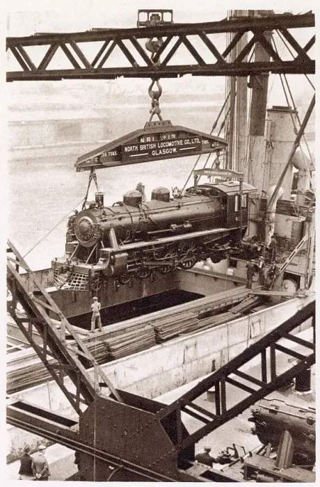 Framed Print : One of the eight engines built under contract by the North British Locomotive Company, Ltd, being shipped aboard the M. V Beldis. Date: 1933
