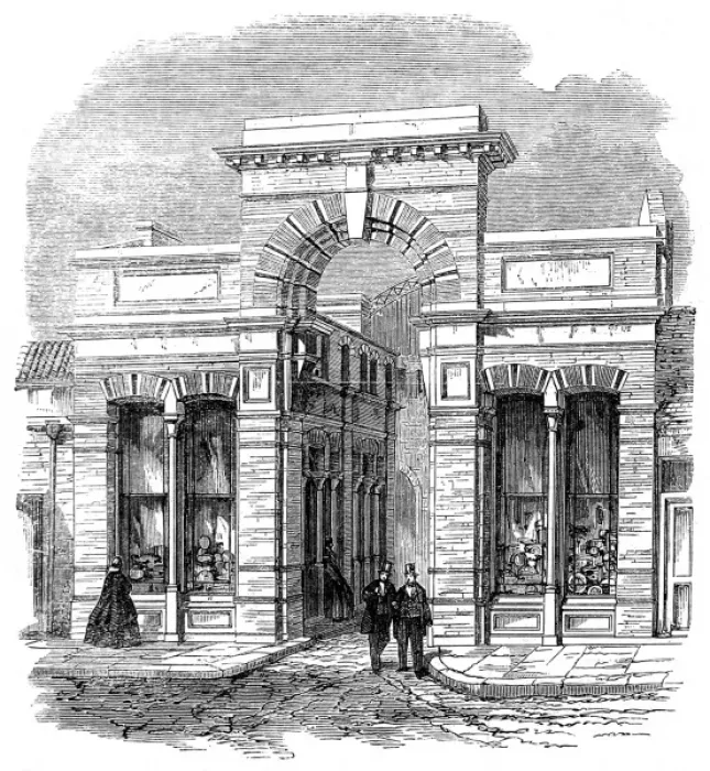 Framed Print : Entrance to the Agricultural Hall, Islington, 1862 Framed Print : Entrance to the Agricultural Hall, Islington, 1862