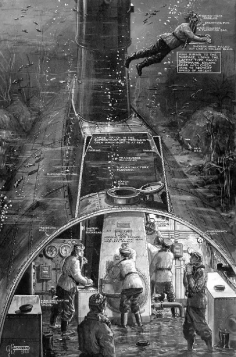 Framed Print : Escape System for British Submarines, 1933 Framed Print : Escape System for British Submarines, 1933