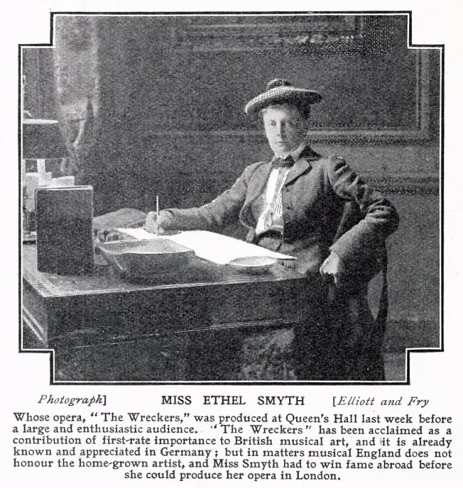 Framed Print : Ethel Smyth (1858 - 1944), English composer and a member of the women's suffrage movement. Photograph when she composed The Wreckers produced at Queen's Hall. Date: 1908 Framed Print : Ethel Smyth (1858 - 1944), English composer and a member of the women's suffrage movement. Photograph when she composed The Wreckers produced at Queen's Hall. Date: 1908