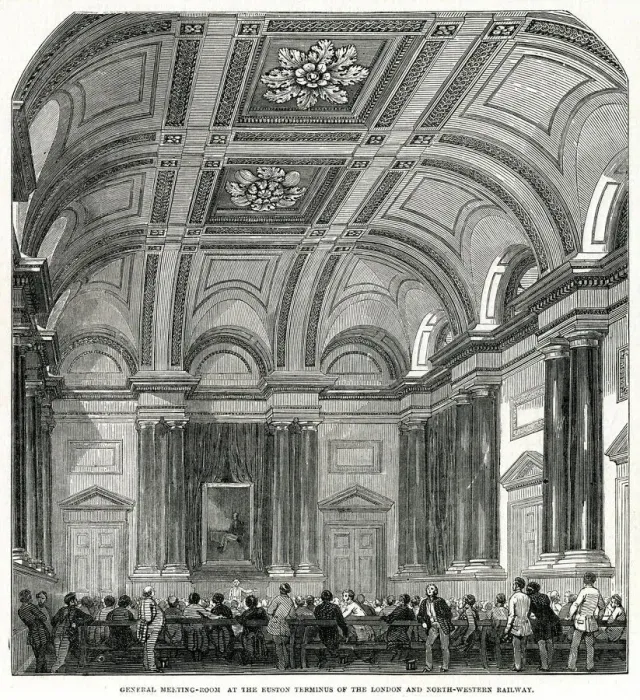 Framed Print : Euston terminus, general meeting room 1849 Framed Print : Euston terminus, general meeting room 1849