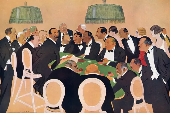 Framed Print : An Evening in the Casino at Deauville by Mundo