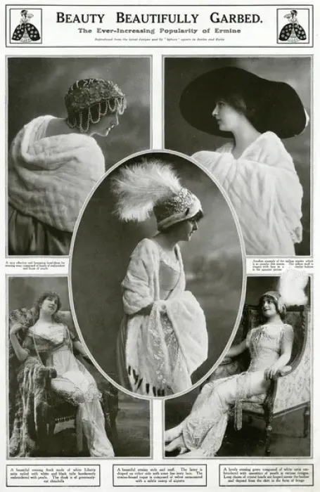 Framed Print : Evening clothing with pearls and lace 1912 Framed Print : Evening clothing with pearls and lace 1912