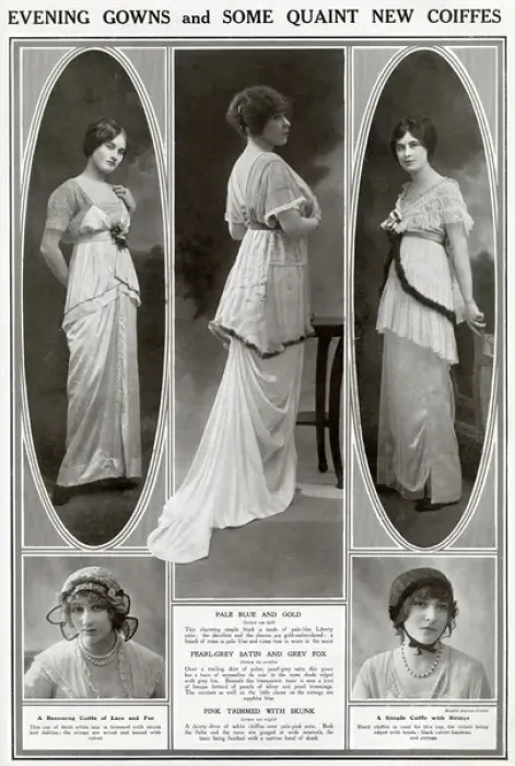 Framed Print : Evening dresses and some quaint coiffes 1913 Framed Print : Evening dresses and some quaint coiffes 1913