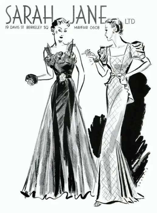 Framed Print : Two evening gowns by Sarah Jane 1936 Framed Print : Two evening gowns by Sarah Jane 1936