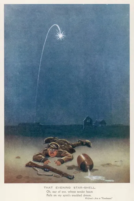 Framed Print : That Evening Star-Shell, by Bruce Bairnsfather Framed Print : That Evening Star-Shell, by Bruce Bairnsfather