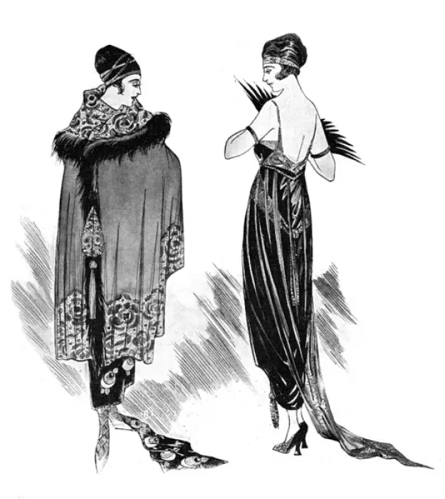 Framed Print : Evening wrap and evening dress, 1919