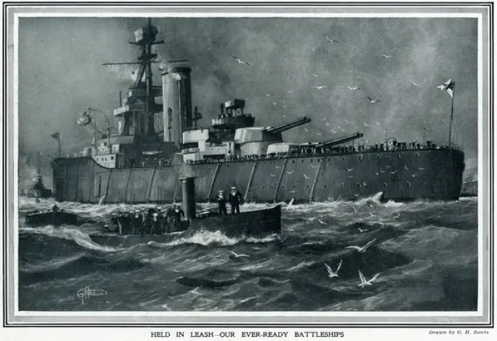 Framed Print : Our ever-ready battleships by G. H. Davis